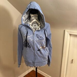 Disney Store Blue Cinderella Zip Up Hoodie Size S Dreams Do Come True Princess